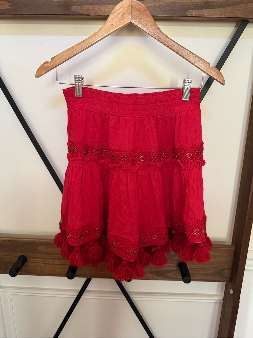 VGUC size XS MISA Los Angeles Marcella red tassel Pom skirt